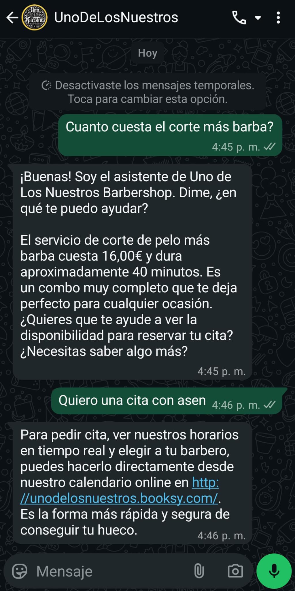 Conversación del asistente IA